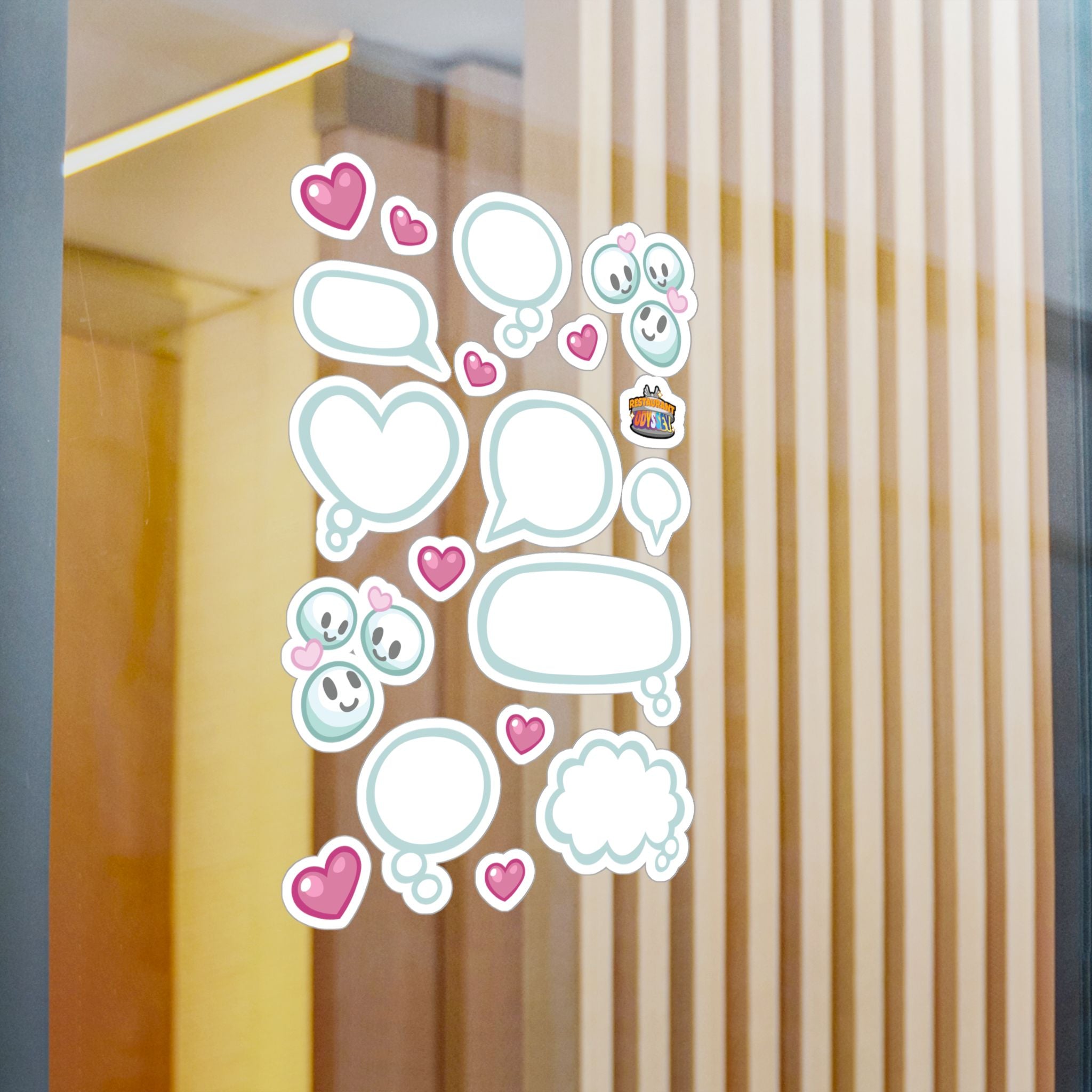 OFFICIAL Restaurant Odyssey Stickers Cute Speech Bubble Kiss-Cut Vinyl Decal Sheet — Heart & Emoji Stickers for Laptops, Phones, Windows