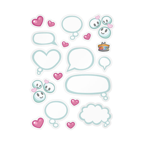 OFFICIAL Restaurant Odyssey Stickers Cute Speech Bubble Kiss-Cut Vinyl Decal Sheet — Heart & Emoji Stickers for Laptops, Phones, Windows