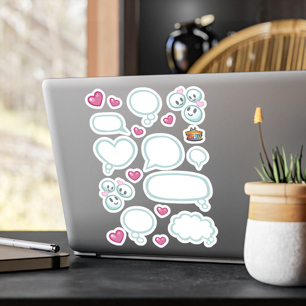 OFFICIAL Restaurant Odyssey Stickers Cute Speech Bubble Kiss-Cut Vinyl Decal Sheet — Heart & Emoji Stickers for Laptops, Phones, Windows